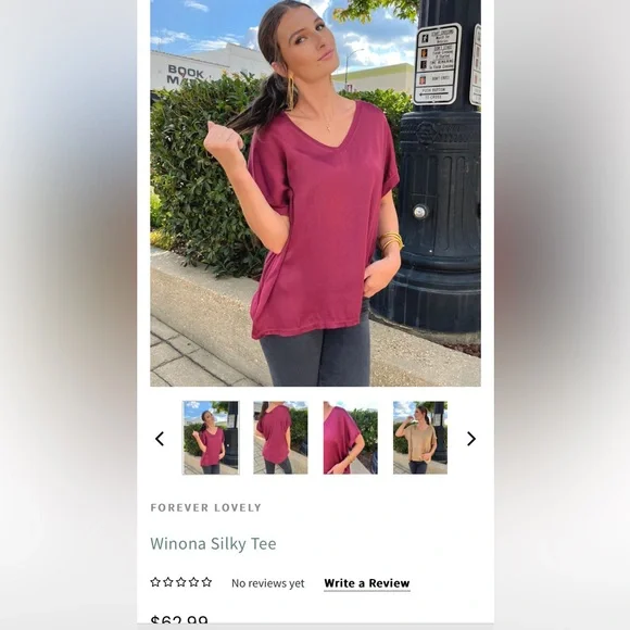 🆕 Forever Lovely, Winona Silky Tee, Forest Green, never worn, one size - Picture 9 of 9